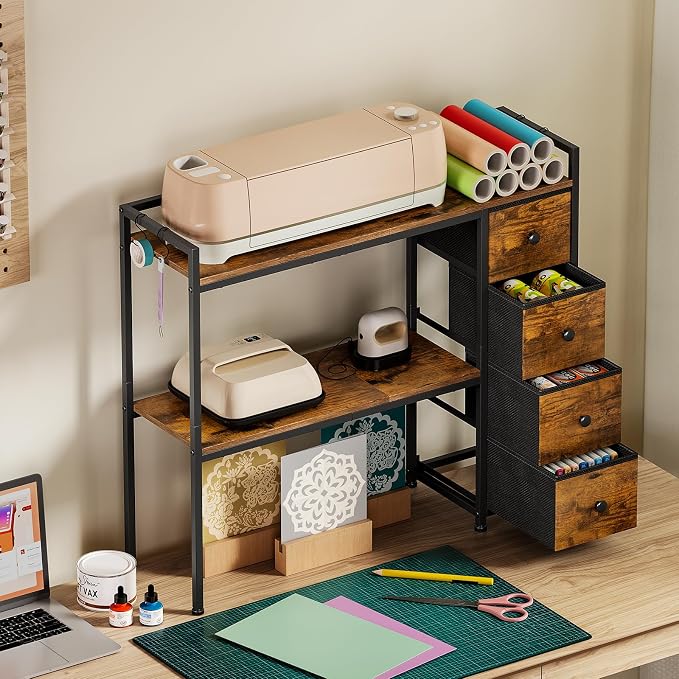 VENNQD Desktop Shelf Stand Compatible with Cricut Maker and Cricut Explore Air Series Stand Legs, Craft Desk Accessories and Space Organizer (Rustic Brown)