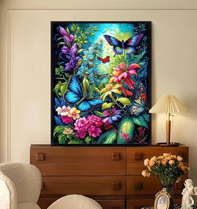 Diamond Art Kits for Adult,Midnight Garden Diamond Painting,11.8X15.8inch | Full Round Drill Flower Paint by Diamonds ,Relaxing 5D DIY Dot Gem Art Painting Kits for Beginners,for Home Wall Decor