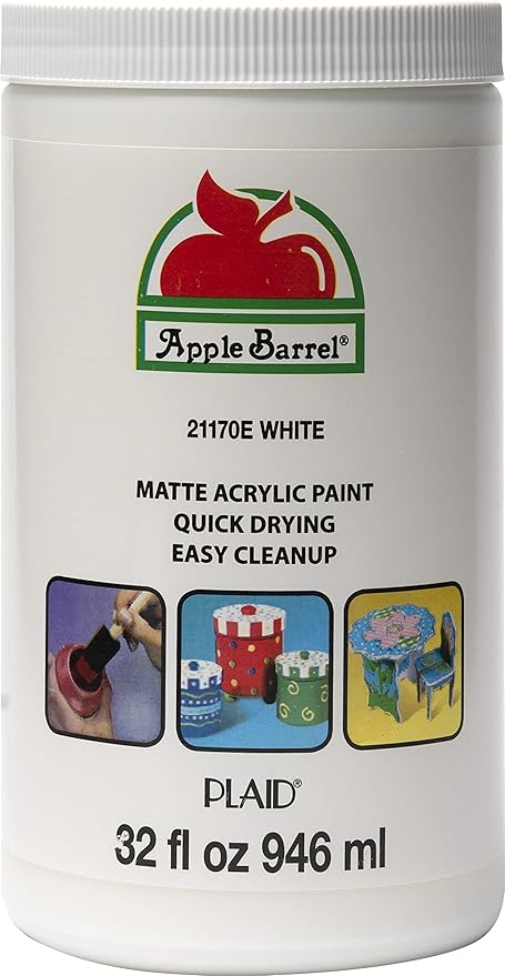 Apple Barrel White Acrylic Paint 32 Fl Oz (Pack of 1)