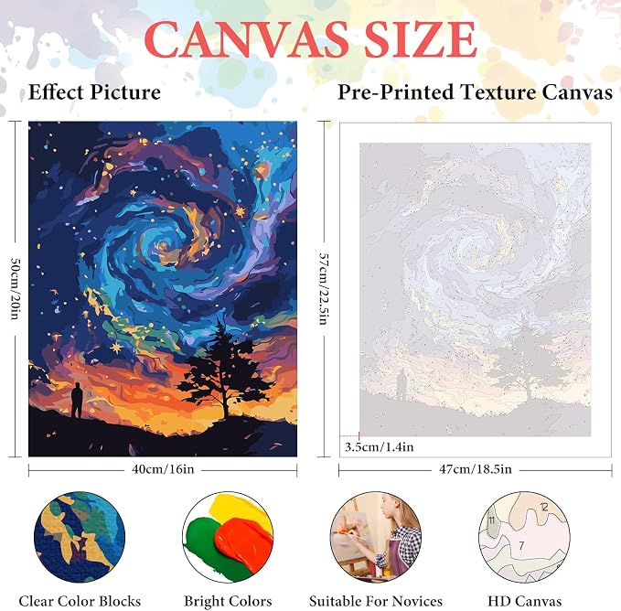 Paint by Numbers Kit for Adults Beginner, Fantasy Night Sky, 16x20 Inch