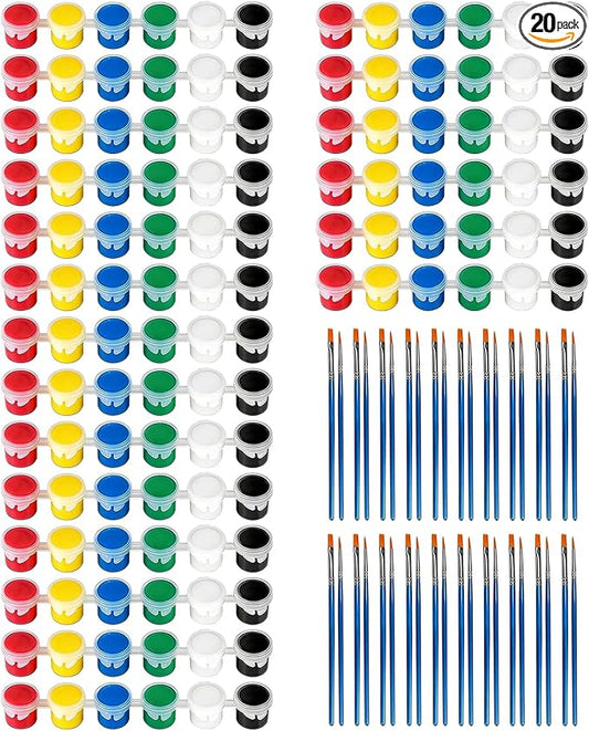 20 Pack Mini Acrylic Paint Set,6 Colors Acrylic Paints Strips for Adults Craft Paint, 160 PCS Painting Kit Container Strips Storage, Perfect for Home Birthday Classroom Party Favors (20, 6 Color, 3 ml)