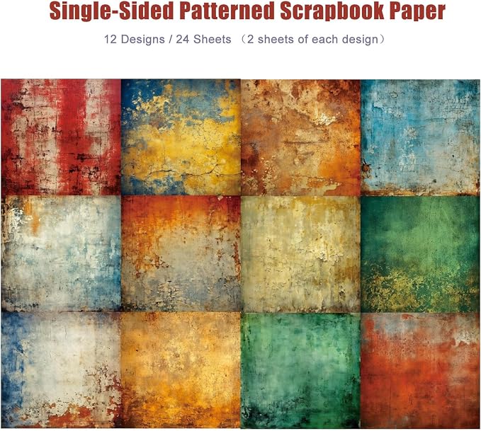 Scrapbook Paper,24 Sheets 6×6 Inch Vintage Aesthetic Style Scrapbook Supplies,Single-Sided Origami Background Cardstock Decorative Paper Supplies for DIY Crafts, Card Making, Art Journaling