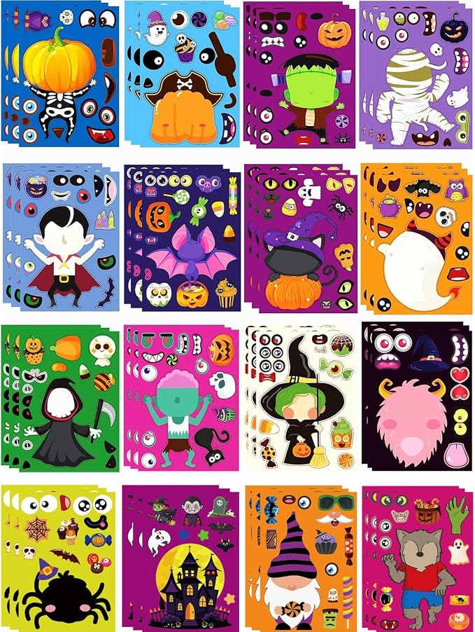 64 Sheets Halloween Stickers for Kids, Halloween Crafts DIY Stickers