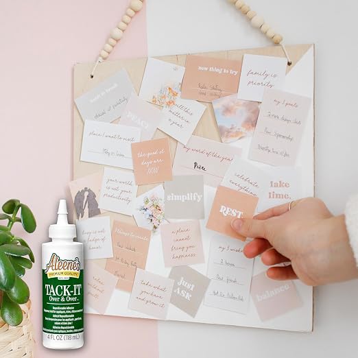 Aleene's Tack-It Over & Over Liquid Glue 4 fl oz, Repositionable and Removable Adhesive, Clear