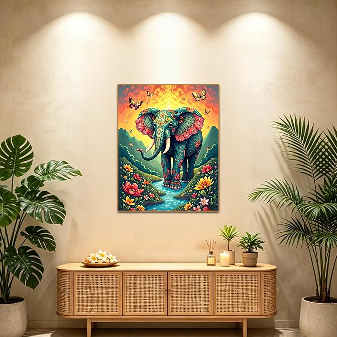 Leatrice 5D Elephant Diamond Painting Kits for Adults 11.8x15.7 Inches