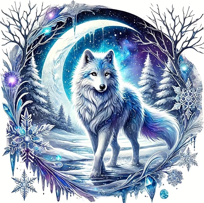 Benjenes Snow Wolf Diamond Art Kits for Adults Diamond Painting Kits