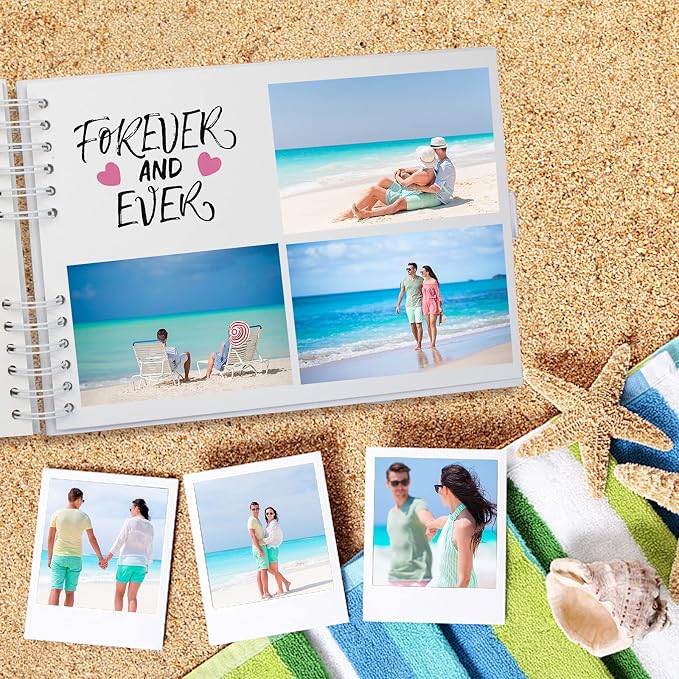 80 Pages Scrapbook Album with 15 Metallic Markers,Craft Paper Photo Album for Wedding and Anniversary, Family DIY Scrapbook Accessories with Scrapbooking Stickers Corners,White