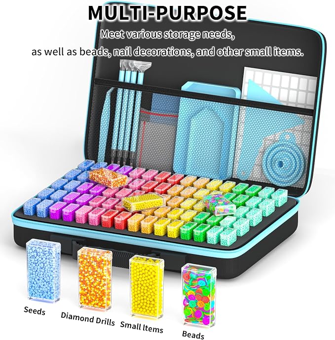 Diamond Painting Storage Containers Art Kits for Adults, 80 Slots Portable Bead Storage Boxes for Diamond Painting Accessories and Tools