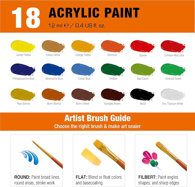 Artbreezing Acrylic Painting Kit with Art Easel,All-in-One Art Supplies | 31PC Painting Supplies with Canvas,Tabletop Easel for Painting,Brushes etc.Ideal Giftable Holiday Set for Kids and Adults.