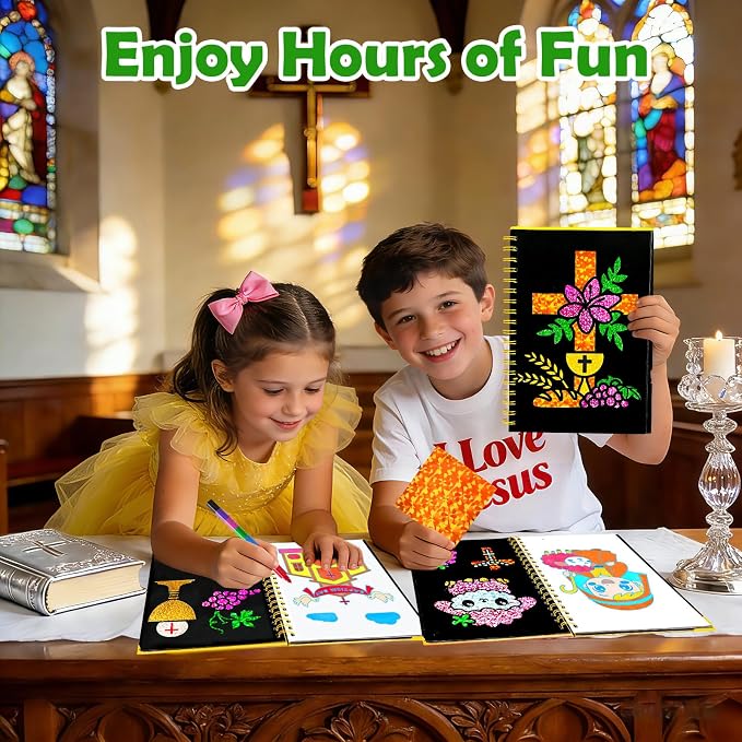 FUNNYB&G Foil Art Craft Kit for Kids, Sparkly Birthday Gift Toy for Kids | No Mess, Kids Ages 4-10 Create Sparkling Artwork, A Creative Gift for Birthdays, Holidays, Travel Activities,Screen-Free Fun