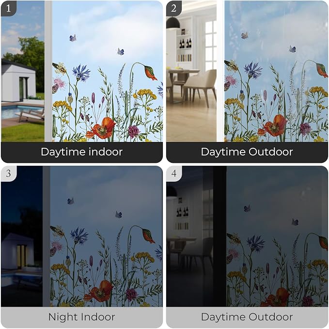 ADD.HERES Stained Glass Window Film, Static Cling Window Film,17.5 x 78.7in