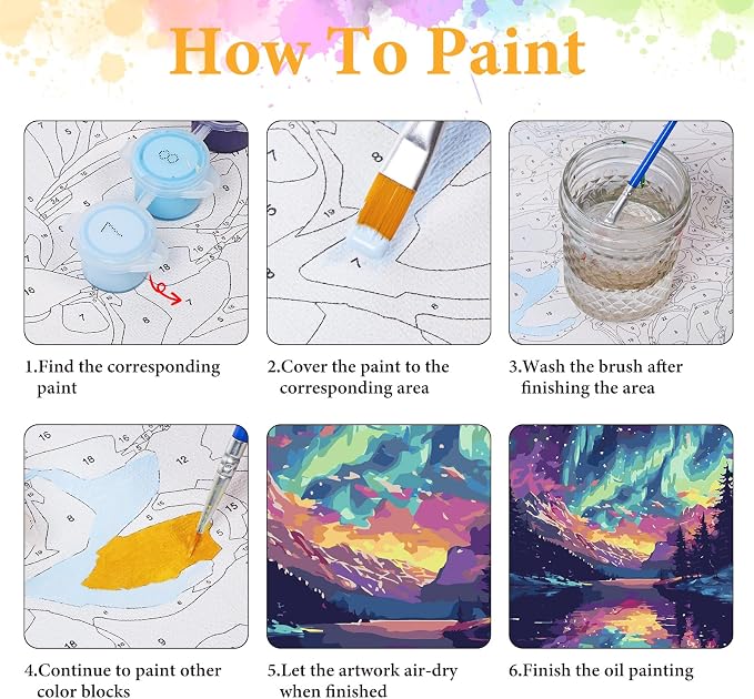 Paint by Numbers Kit for Adults, Aurora Borealis & Mountain, 16x20 Inch