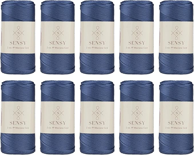 S Sensy 2mm - Premium Polypropylene Macrame Cord 10 Skeins Denim 252 Yards