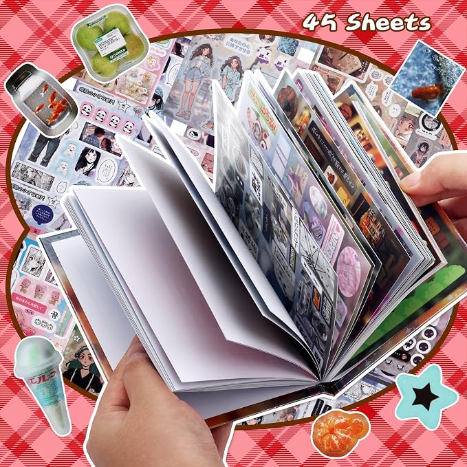 Tmtains 800Pcs Japanese Sticker Book for Scrapbook Romantic Series Comic Style Kawaii Korean Sticker for Journaling Vintage Aesthetic Japanese Stickers Book for Adults DIY Journal Gifts (Four Seasons)