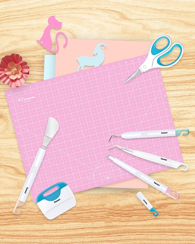 Sooez Weeding Tools for Vinyl, 6PCS Basic Tools Set | Precision Craft Vinyl Tool Kit, Scoring Stylus/Weeder/Scraper/Spatula/Tweezers/Scissors for Vinyl,Paper & Iron-on Projects