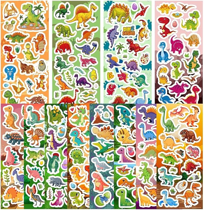 36 Sheets Dinosaur Stickers for Kids, 600+ Cute Dino Stickers | Dinosaur Stickers for Scrapbooking, Teachers Rewards, Goodie Bag Stuffers, Birthday Prizes