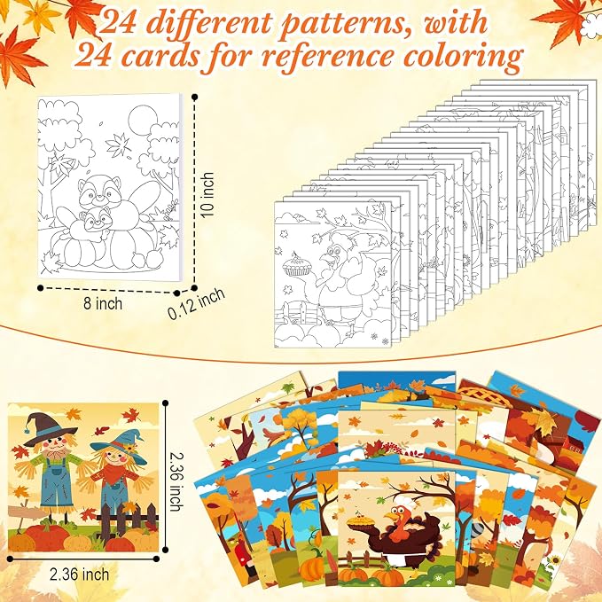 Sherr 24 Pcs Pre Drawn Canvas for Adult, Autumn, 8 x 10 Inch