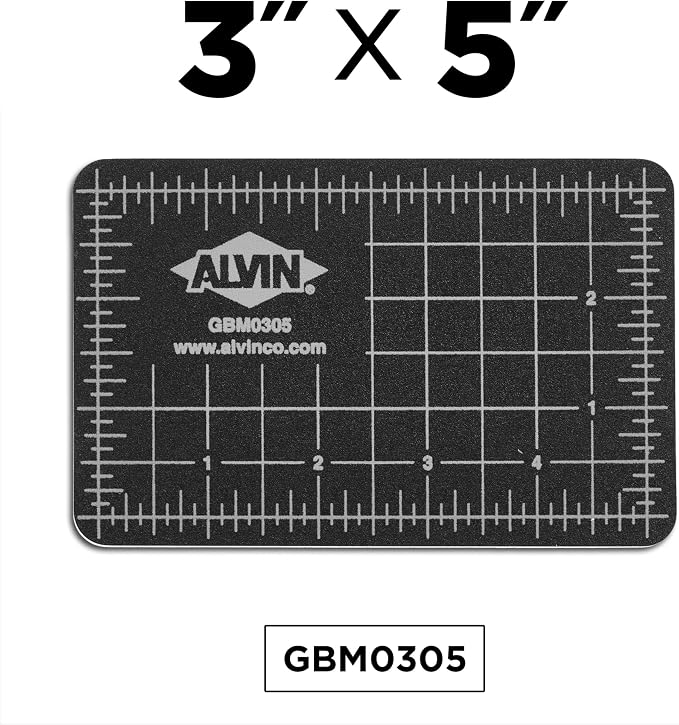 ALVIN GBM Self-Healing Cutting Mat 3.5 x 5 inch | Double-Sided Green/Black | 5-Layer Gridded Surface for Arts, Crafts and Sewing - Model GBM0305