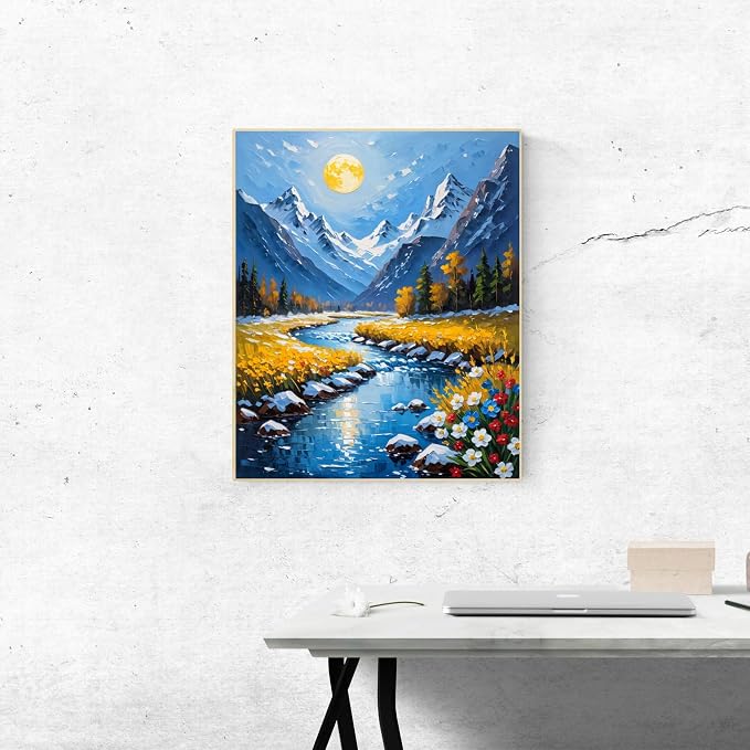 ldazao Mountain Paint by Numbers Kit for Adults Beginner Scenery Adult Paint by Number Kits Canvas Adults' Paint-by-Number DIY Oil Painting Kits for Gift Home Wall Decor 16x20 Inch