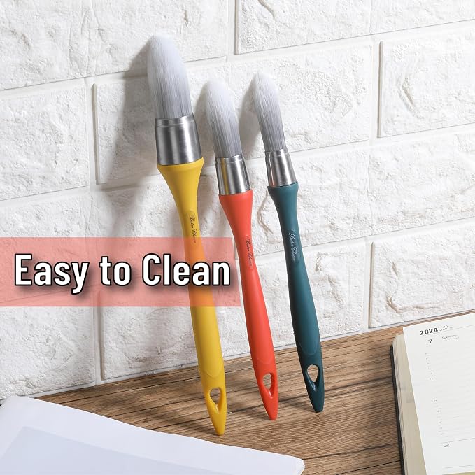 Bates- Trim Paint Brush, 3 pcs, 5/8”, 3/4” and 1”, Ergonomic Handles, Sunset Coastline Colors, Trim Brushes for Painting
