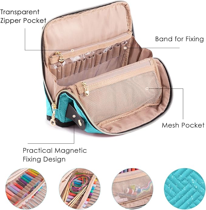 MYBAGZING Empty Crochet Hook Case - Crochet Hook Organizer Case Stand Up (Upgraded) -Corchet Organizer - Crochet Hook Holder for Knitting & Crochet Supplies, Crochet Needles, Crochet Accessories