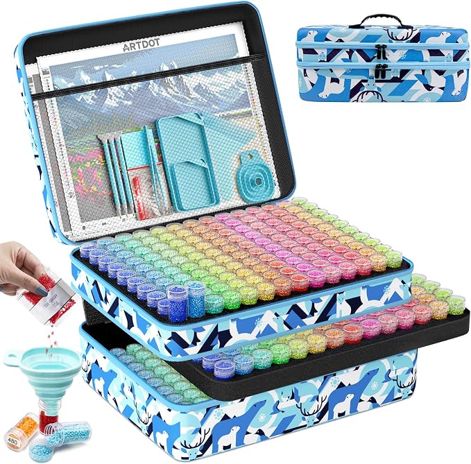 ARTDOT 420 Slots Storage Container for Diamond Art Kits for Adults,Portable Bead Storage Boxes for Diamond Painting Accessories and Tools