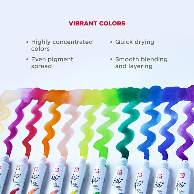 SAKURA Koi Watercolor Sets, 24 Colors, 5 ml Tubes | Fine Quality Watercolor Paint Set, Even Pigment Spread, Quick Drying, Performance Blending, Certified Non-Toxic