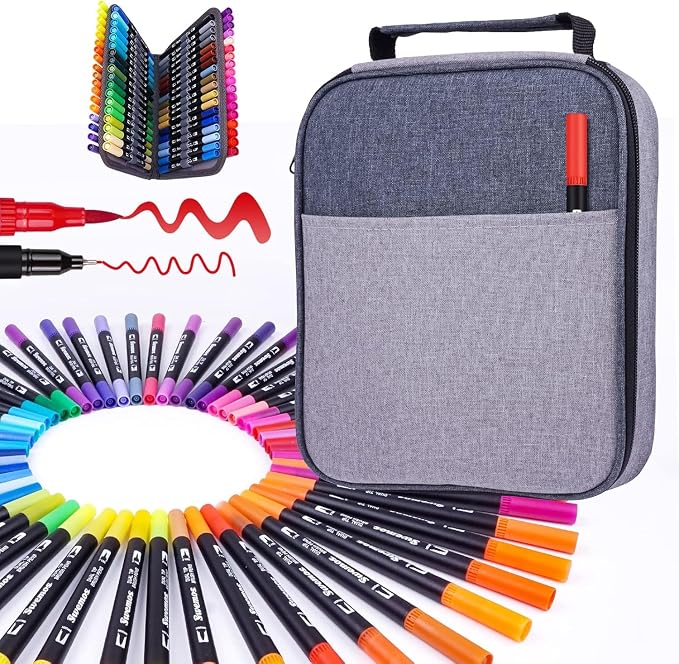 Markers for Adult Coloring Books No Bleeding, 72 Dual Tip Coloring Markers