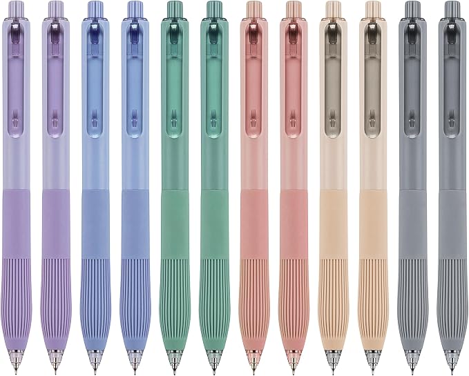 Linbsunne Gel Pens, 0.5mm Black Ink Pens Quick Dry, 12-count