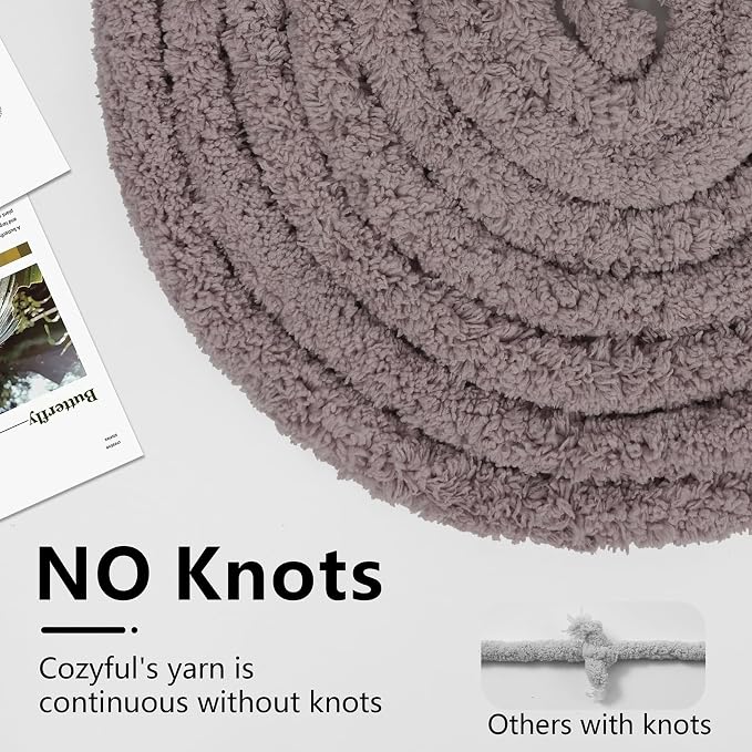 Cozyful Chunky Yarn for Hand Knitting - #10 Chunky Chenille Yarn, Jumbo Big Thick Chunky Yarns for Crocheting, Super Bulky Chunky Knit Blanket Yarns, 8 Skein (22 yds 8 oz Each Skein), Sand