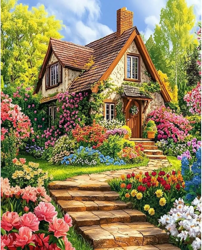 Banket Paint by Numbers Kit for Adults Beginner Landscape DIY Painting Kits for Adults Garden Easy Adult Paint by Number Kits on Canvas Color by Numbers for Gifts Home Wall Decor 16x20 Inch