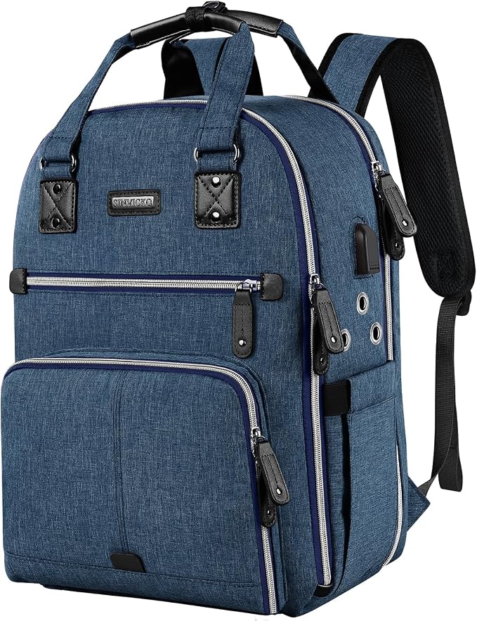 SINVICKO Crochet Bag, Knitting Bag Backpack and Totes Organizer with USB Charging Port, Large Yarn Storage Tote Bag