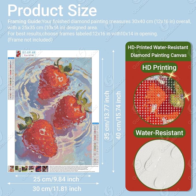 Gamteldot Strawberry Diamond Art Kits for Adults Beginner,DIY Strawberry Diamond Art 5D Full Drill Diamond Dot,Diamond Painting with Complete Tools,Gem Art Crafts for Home Wall Decor Gift-12x16in