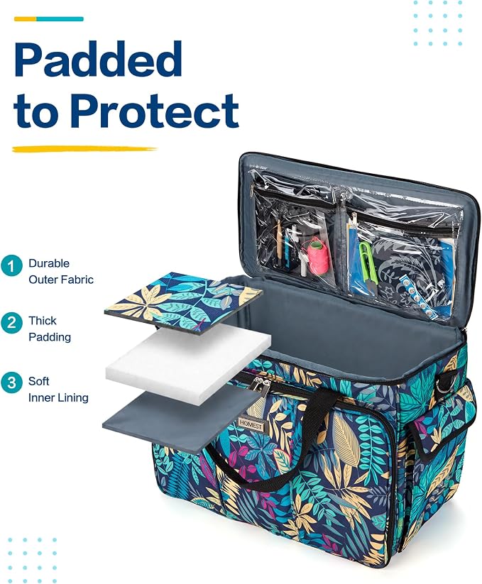 HOMEST Sewing Machine Carry Case, with Shoulder Strap and Front Pocket