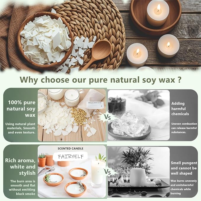 FAIRYELF 3lbs Soy Wax Candle Making Kit for Adults, DIY Craft Supplies Set | Natural Candle Wax Flakes, Electric Wax Melting Hot Plate, Melting Pot & Wick, Home Decorations for Handmade Scented Candles