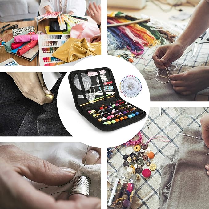 Sewing Kit, Sewing Kit for Adults, Needle and Thread Kit, Travel Sewing Supplies, Large 128PCS, Basic, Beginner Sewing Kits, Contains Sewing Needles, Thread etc(L)