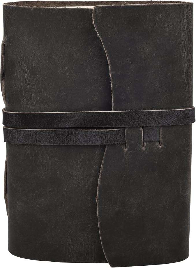 LEATHER VILLAGE Leather Journals For Women Edge Cut, Slate Grey 7x5.