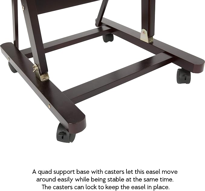 SoHo Urban Artist Wooden Easel - H-Frame Studio Easel for Tabletop Easels for Painting & Drawing Desk, Supports Canvases Up to 71", Mahogany Finish, Adjustable with Locking Casters