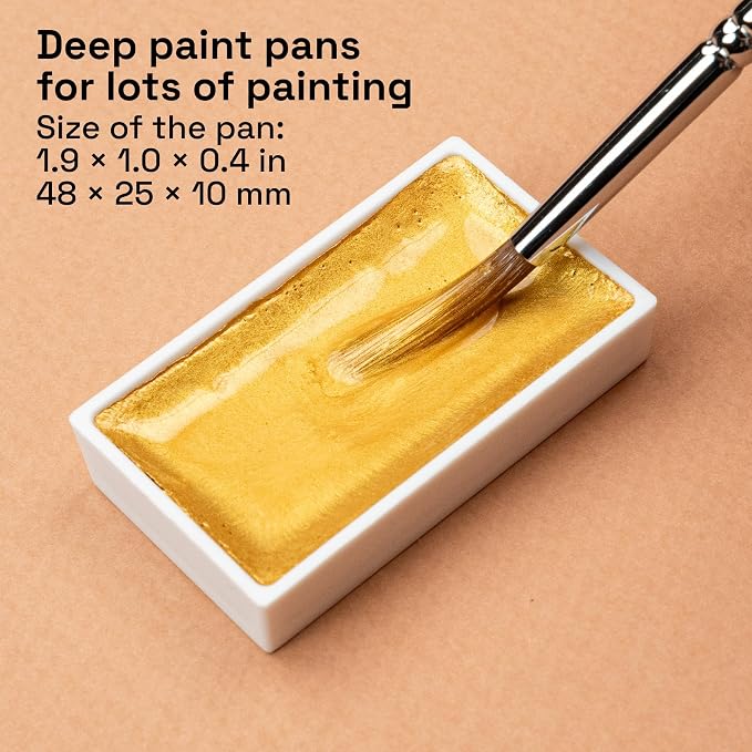 ARTISTRO Professional Metallic Watercolor Paint Set for Adults - 6 Pigment-Rich Gold Colors, XL Pans, ASTM-I Lightfastness, High Tinting Strength Watercolor Set for Professionals made by professionals