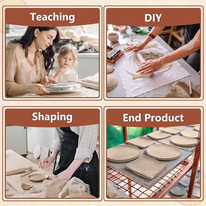 Sasylvia 20 Pcs Clay Pottery Rolling Pin Guides,10 Size,Wood Color | Wooden, Teaching Rolling Mud Stick Guide, Polymer Clay Depth Thickness Guide, Pottery Mudboard Tool