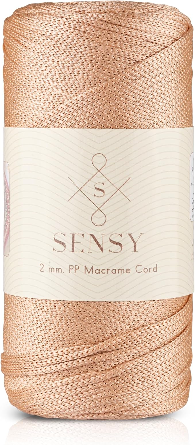 S Sensy 2mm- Premium Polypropylene Macrame #3 Light Cord Nude 252 Yards 7oz