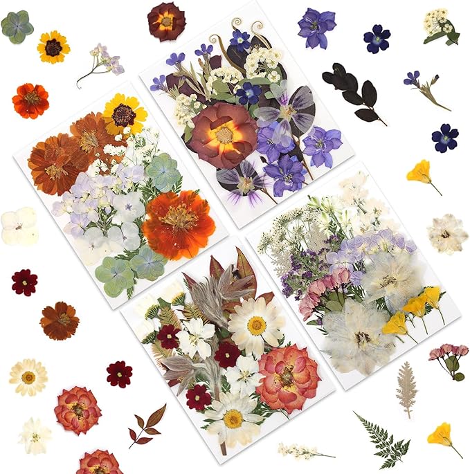 LUXEEASE 80P Vintage Pastel Dried Pressed Flowers