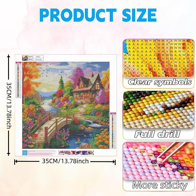 5D Diamond Painting Kits for Adults,The Rural Scenery Diamond Art Kits | 5D Paint by Diamonds,Full Drill Round Diamond Dot Gem Art Painting, for Home Wall Art Decor,13.78 X 13.78 inch