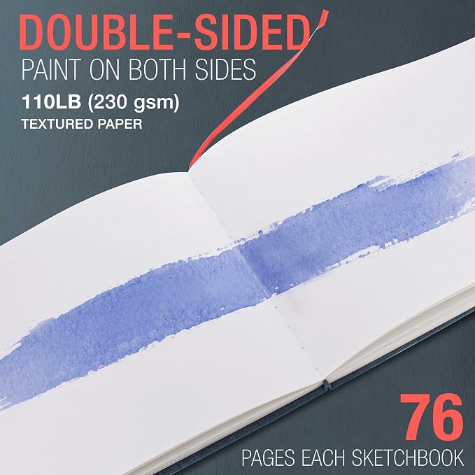 U.S. Art Supply 9" x 12" Watercolor Book (2 Pack, 76 Sheets Each)