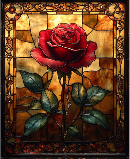 obterie Rose Paint by Numbers Kit for Adults Beginner Flowers Oil Painting Kit Adult Paint by Number Kits on Canvas DIY Painting for Beginners Art by Numbers for Gifts Home Wall Decor 16x20 Inch