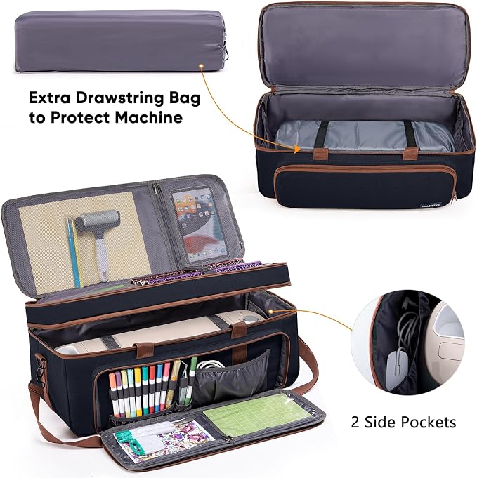 Double Layer Carrying Case with Cutting Mat Pocket & Accessories Storage