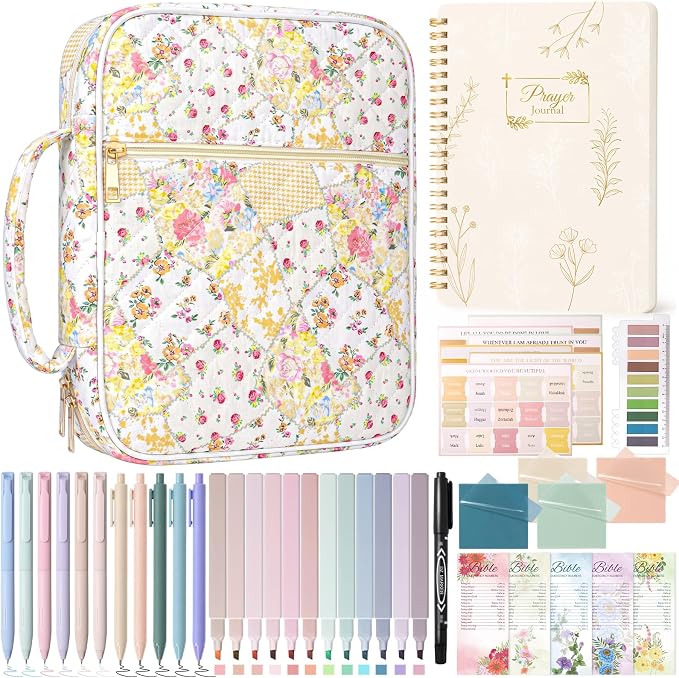 XKDOUS Bible Cover Case for Women Bible Bag Journaling Kit w/Study Supplies