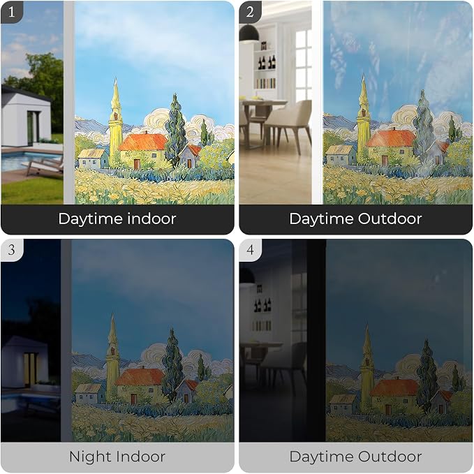 ADD.HERES Stained Glass Window Film, Window Film Decorative, 17.5 x 39.37in