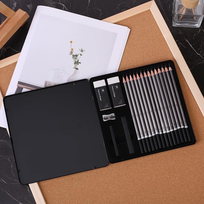 Mr. Pen- Drawing Sketching Pencil Set, 19 pcs, Graphite Pencils (10B-6H) | Graphite Sticks, Erasers, Metal Sharpener, for Drawing, Sketching, Shading & Art Projects