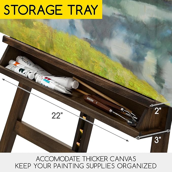 MEEDEN Wooden Artist Easel for Painting: Adjustable Studio Easel for Adults | A-Frame Solid Beech Wood Large Art Easel Stand - Holds Canvas up to 48" - Gray